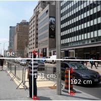 Detecting vanishing points by segment clustering on the projective plane for single-view photogrammetry